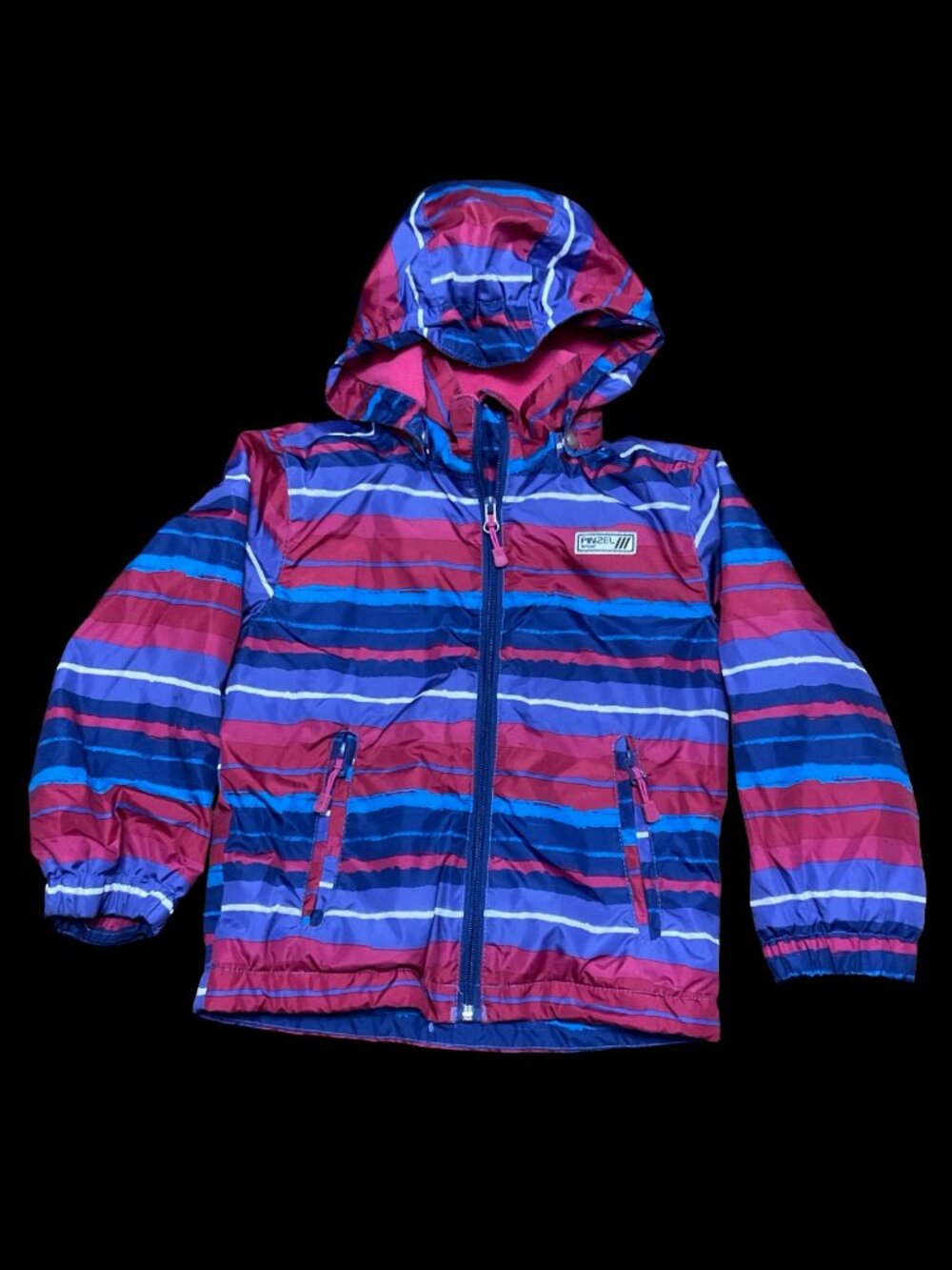 Blue/Purple/Pink Fleece Lined Windbreaker Jacket w/ Removable Hood